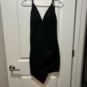 Emerald Sundae Black Asymmetrical Dress